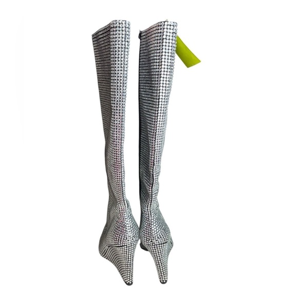 Gianni Bini Party Swifty GaborTwo Rhinestone Pointed Toe Tall Wedge Boots 6.5 - Picture 6 of 12